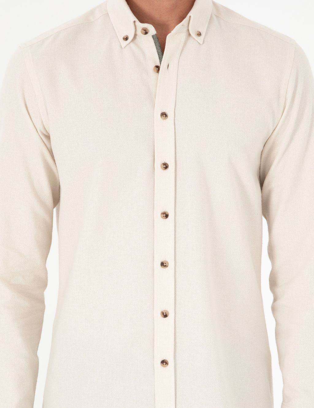 Bej Slim Fit Uzun Kollu G_mlek