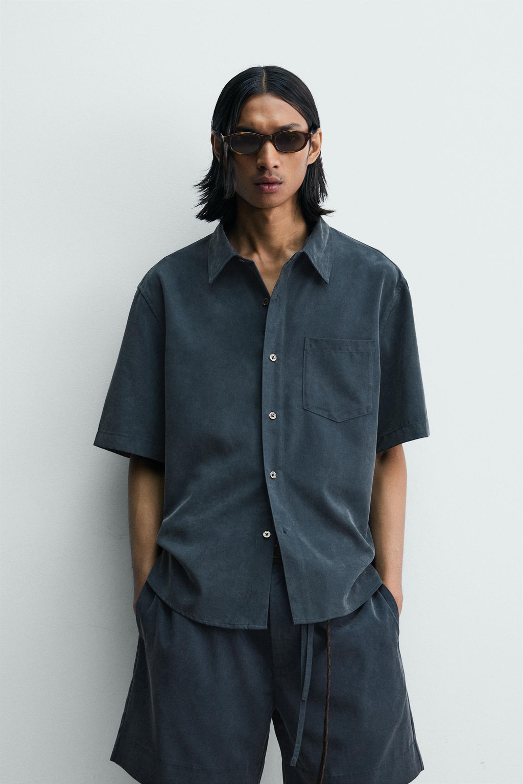 CAMISA RELAXED FIT EFECTO LAVADO / petro lavado - Zara фото 2