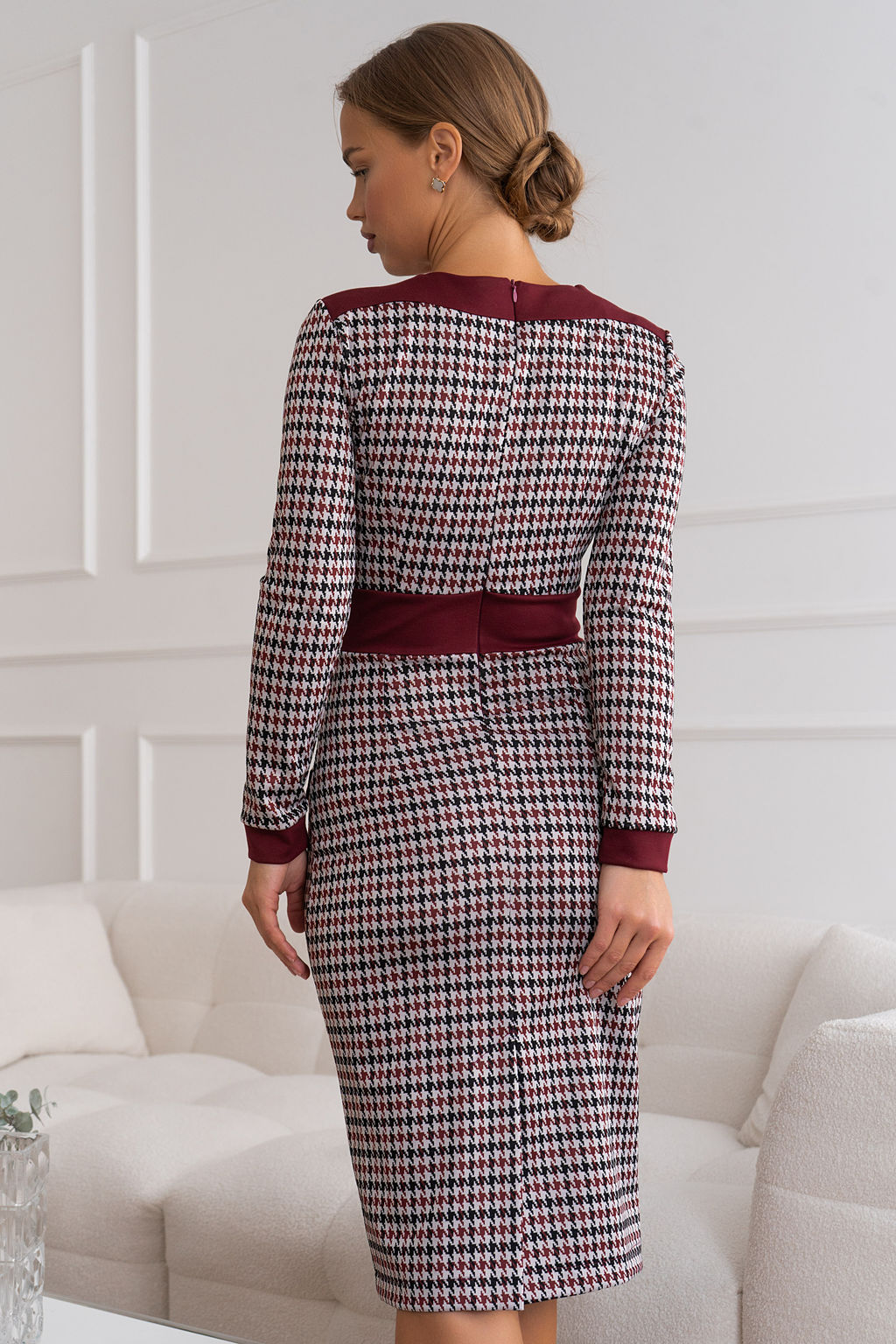 Платье Open Style 5913 бордовый/черный