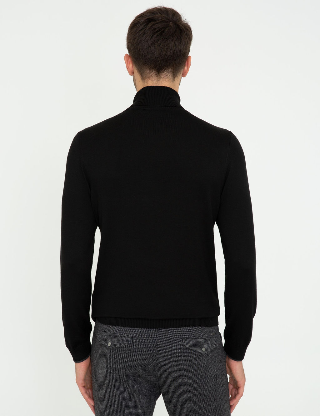 Siyah Slim Fit Bal_k__ Yaka Basic Triko Kazak - Pierre cardin фото 4