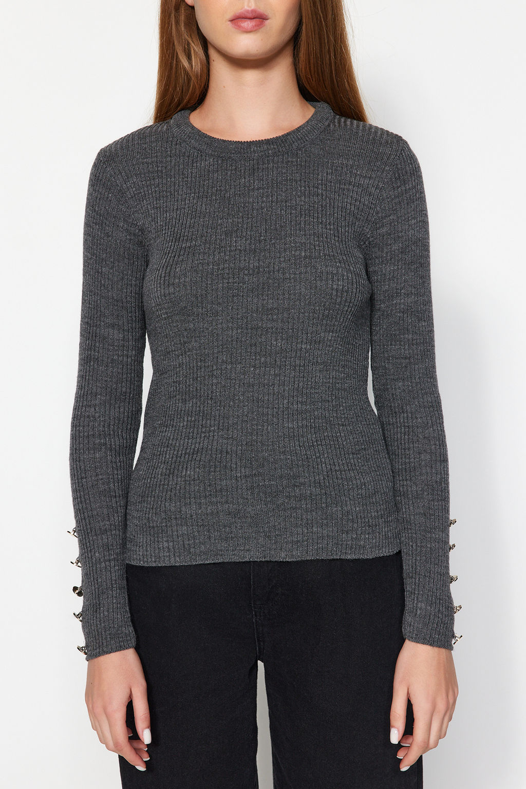 Tas Dugme Detayl? Triko Kazak TWOAW24KZ01207 - Trendyolmilla фото 12