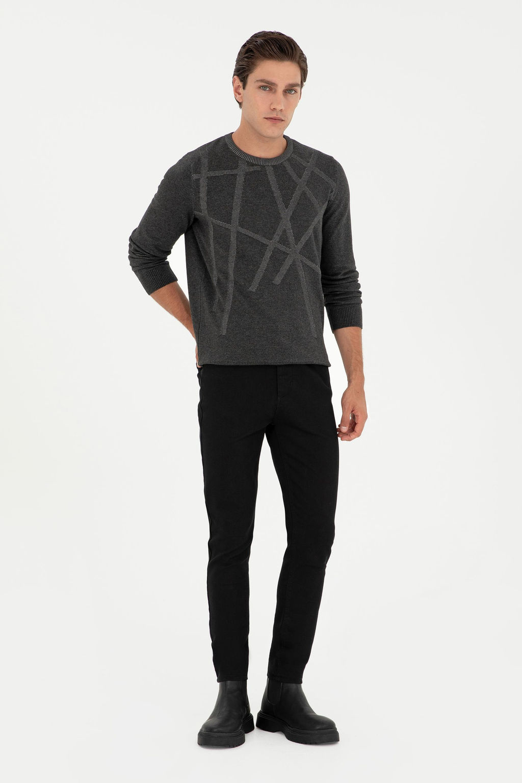 Мужской свитер антрацитового цвета - U.s. polo assn фото 4