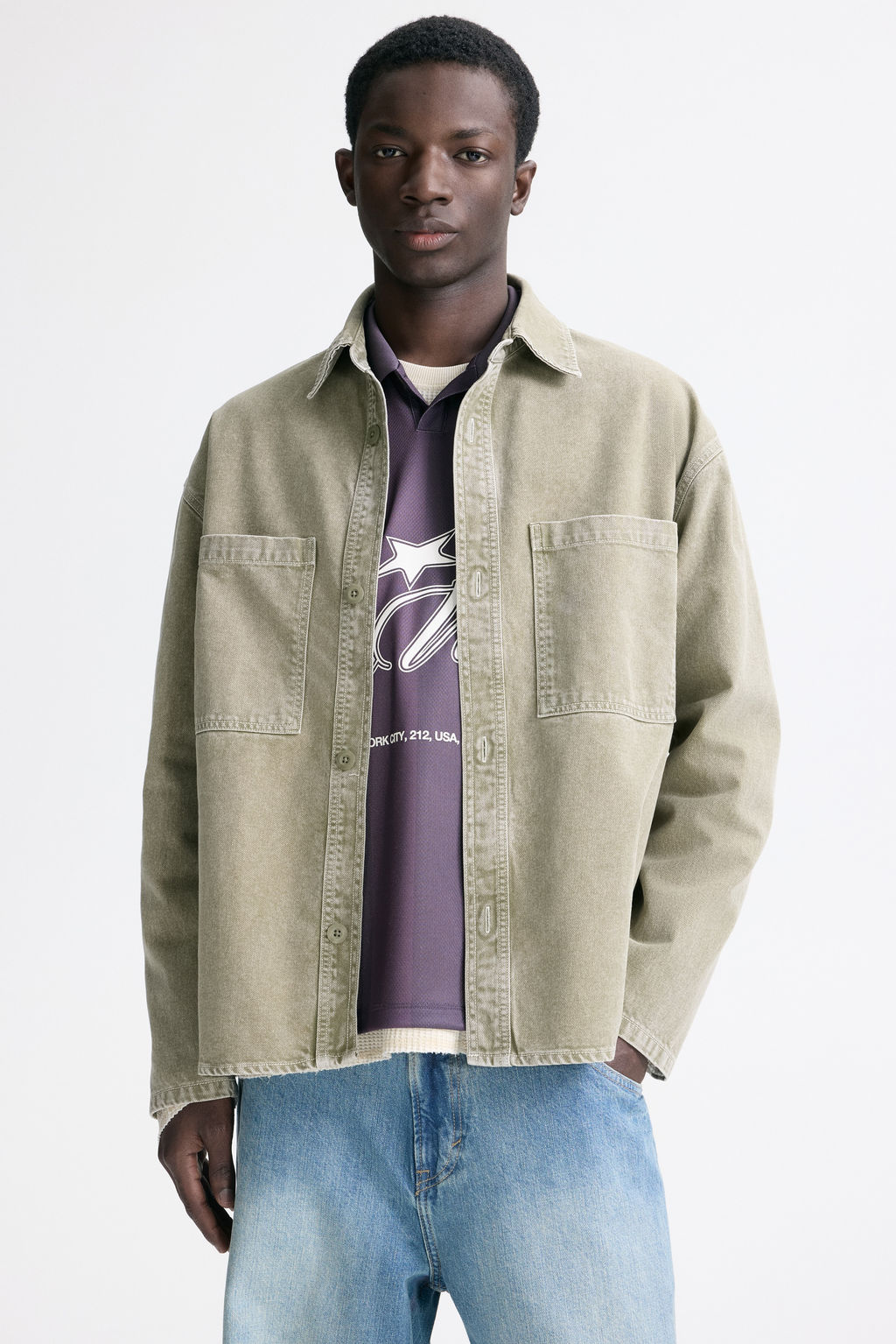 Sobrecamisa de sarga con efecto lavado - H&m фото 2