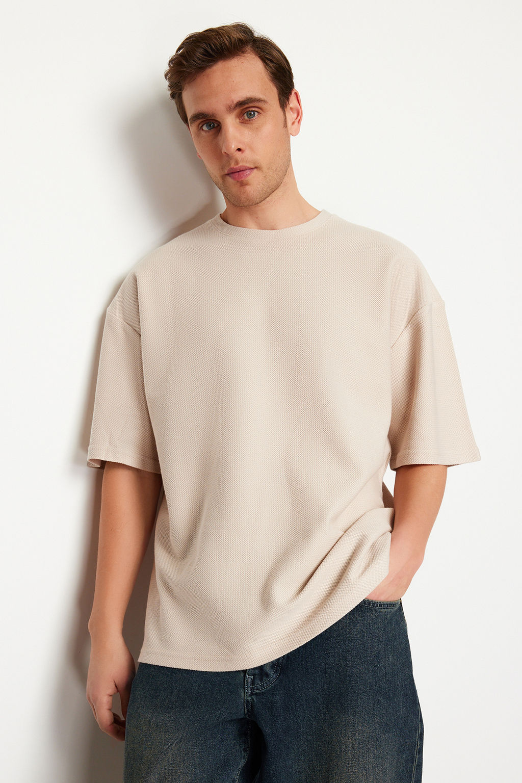 Tas Oversize %100 Pamuklu Dokulu T-Shirt TMNSS24TS00156