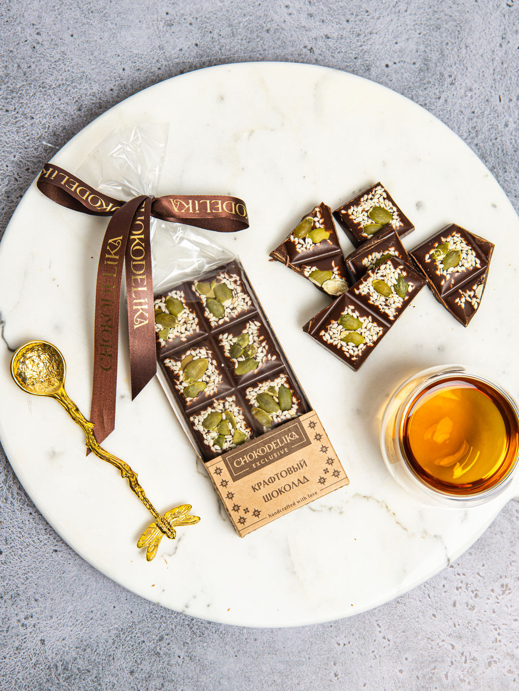 Шоколад темный Крафтовый микс с кунжутом 50 гр - Chokodelika фото 4