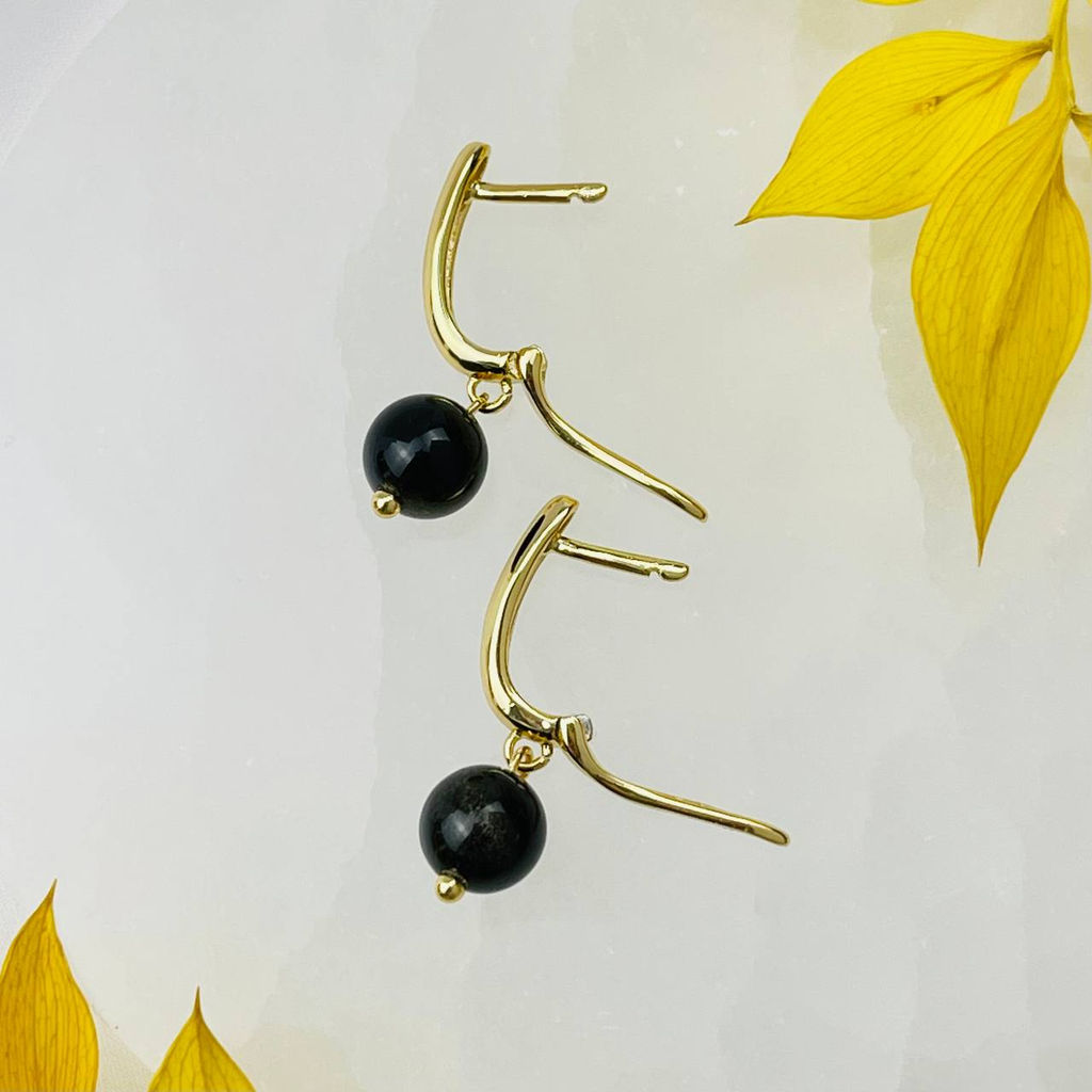 Серьги из золотистого Обсидиана