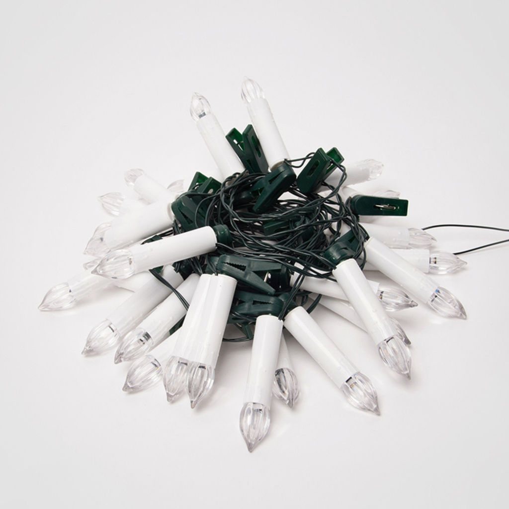 ULD-S0800-040/SGA WARM WHITE IP20 CANDLES Гирлянда светодиодная Свеча, 8м. 40 светодиодов. Теплый белый свет. Провод зеленый. ТМ Uniel