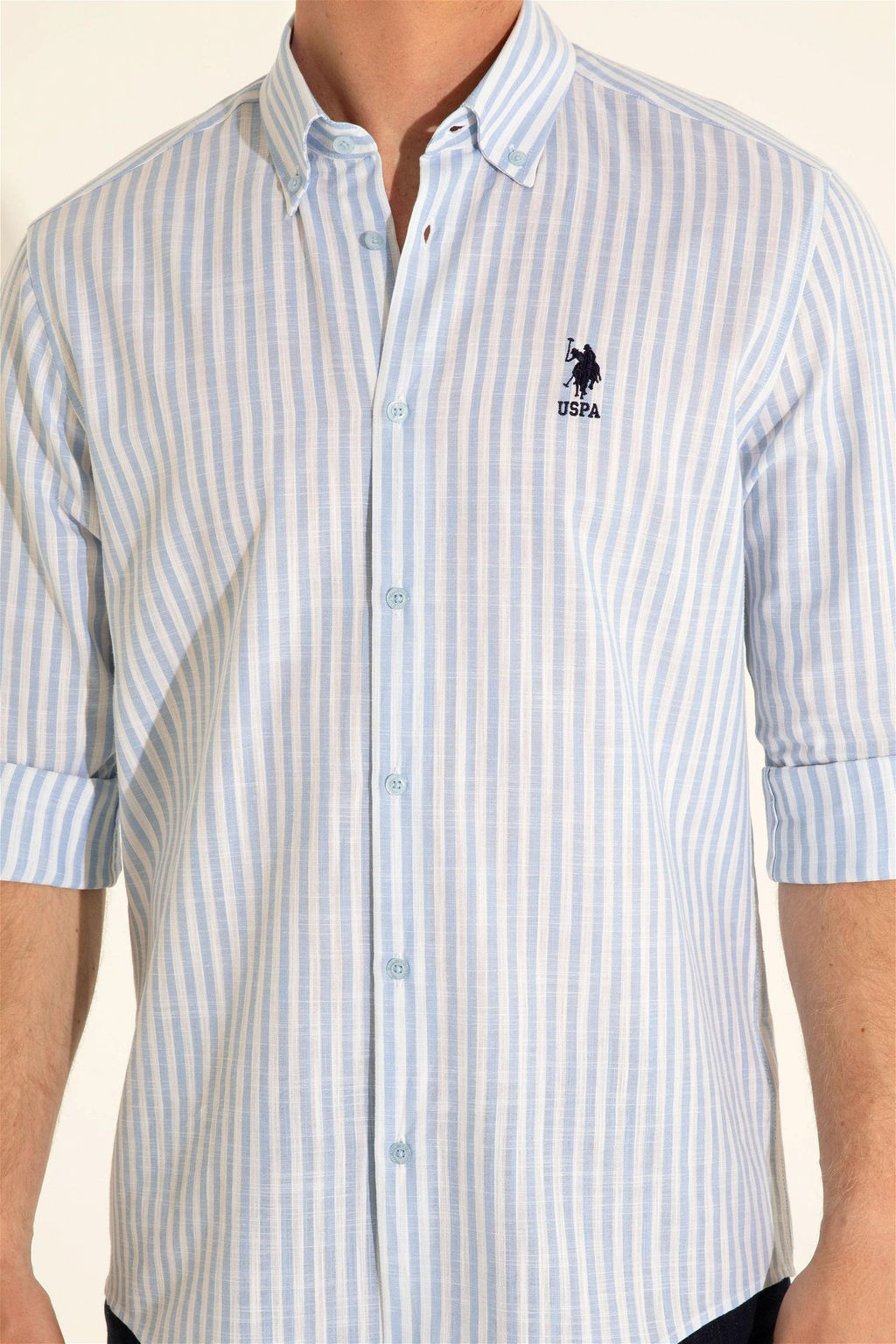 U. S. Polo Assn / Мужская синяя рубашка с длинным рукавом - U.s. polo assn фото 7