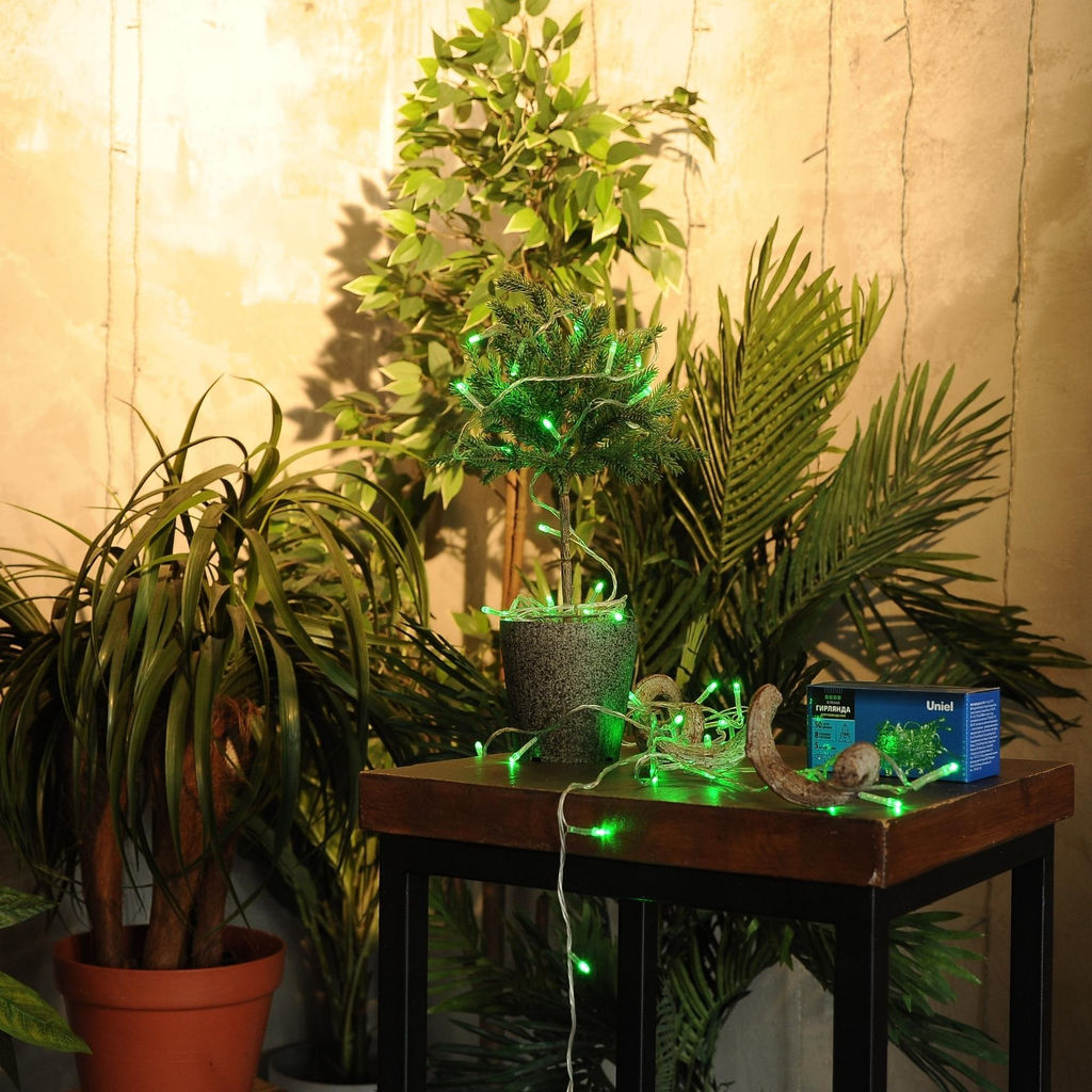 ULD-S0500-050/DTA GREEN IP20 Гирлянда светодиодная с контроллером, 5м. 50 светодиодов. Зеленый свет. Провод прозрачный. ТМ Uniel - Volpe фото 6