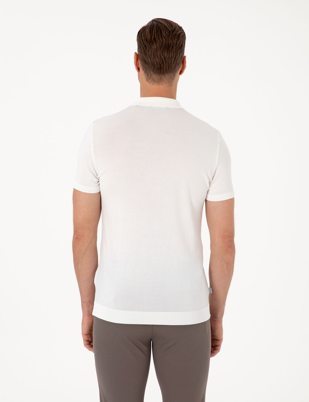 Ekru Slim Fit Polo Yaka D__meli Triko Ti__rt