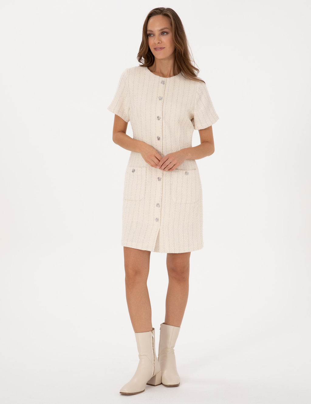 Ekru Regular Fit Dokuma Elbise - Pierre cardin фото 3