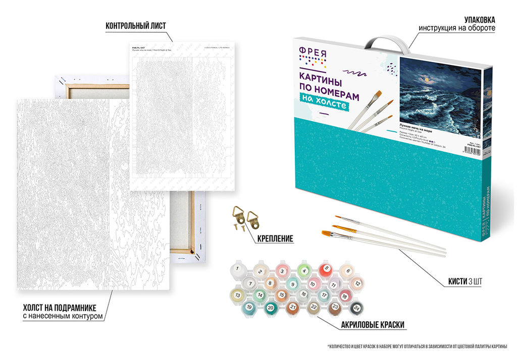 ФРЕЯ PNB/PL-087 Набор для раскрашивания по номерам 50 х 40 см Лунная ночь на море