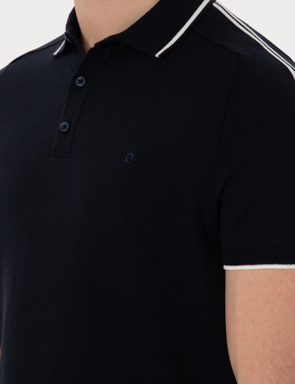Lacivert Slim Fit D__meli Polo Yaka Triko Ti__rt