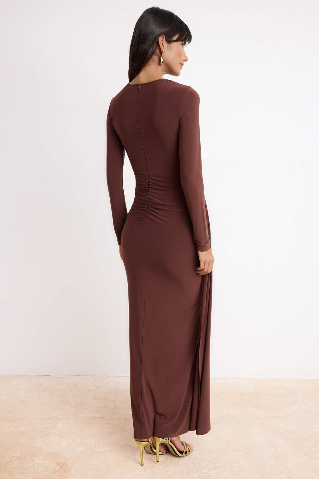 Lacivert Yaka Cut Out Detayl? Maxi Abiye & Mezuniyet Elbisesi TPRSS26AE00002 - Trendyolmilla фото 14