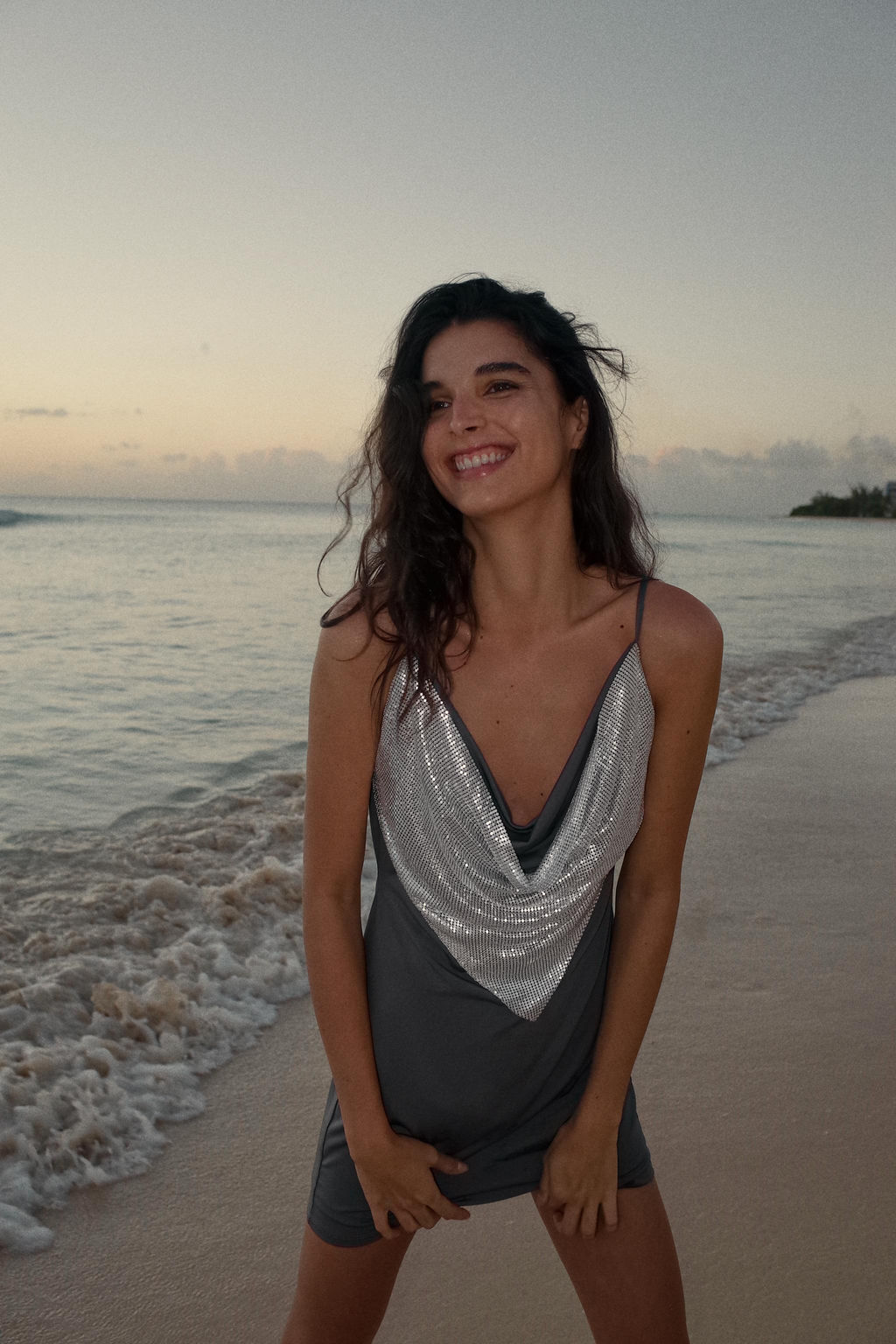 VESTIDO COMBINADO MALLA / Plomo oscuro - Zara фото 2