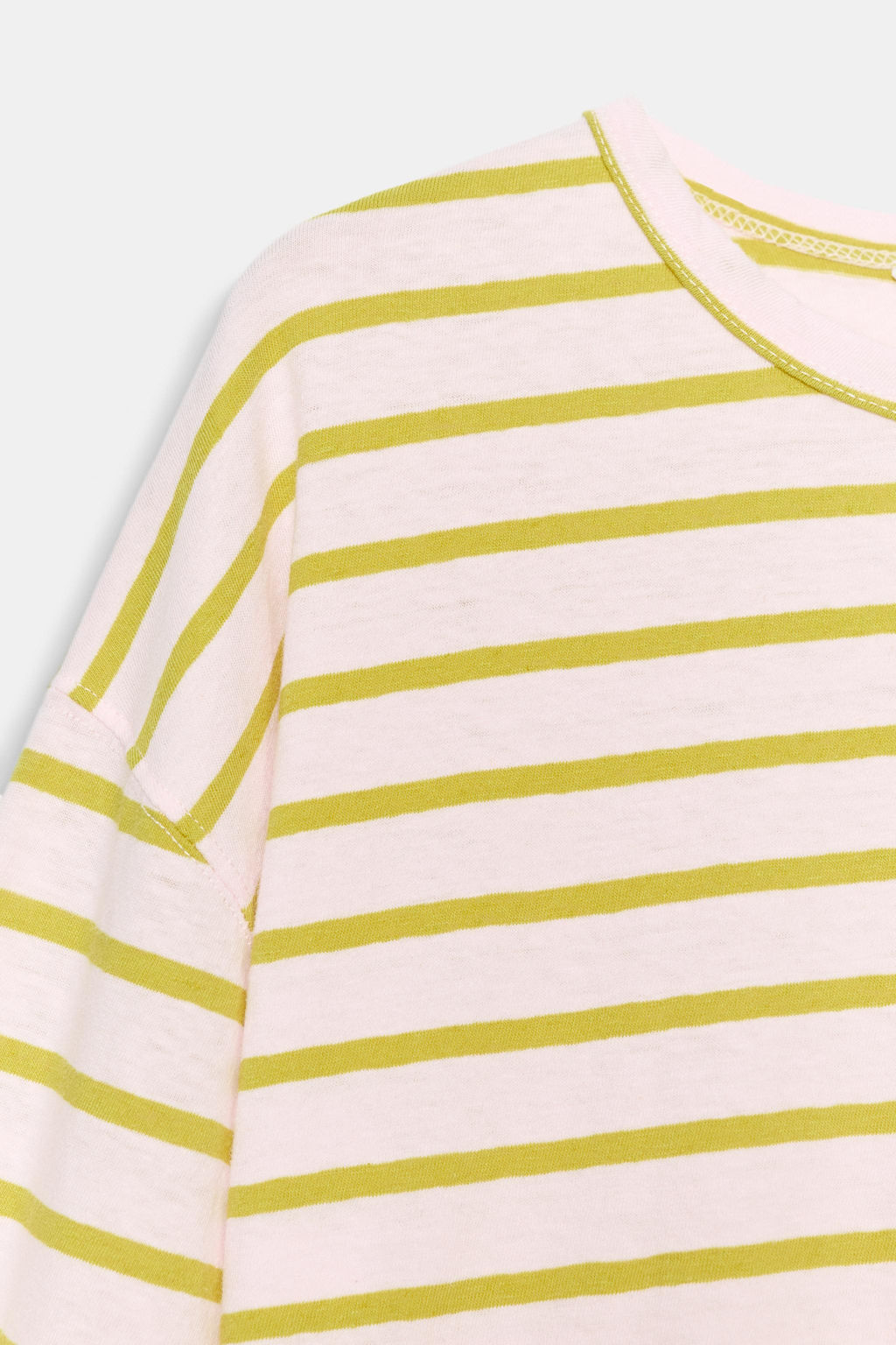 CAMISETA ALGOD?N Y LINO RAYAS / Rosa pastel - Zara фото 6