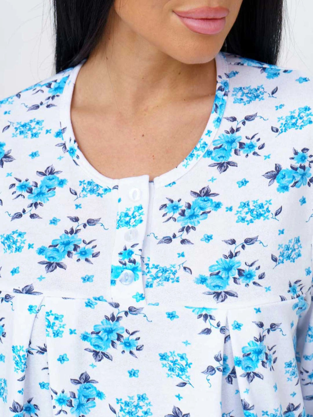 Ночная сорочка женская, цвет белый голубой