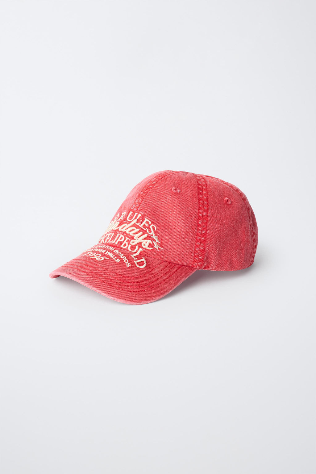 GORRA EFECTO LAVADO TEXTO BORDADO / Rojo - Zara фото 2
