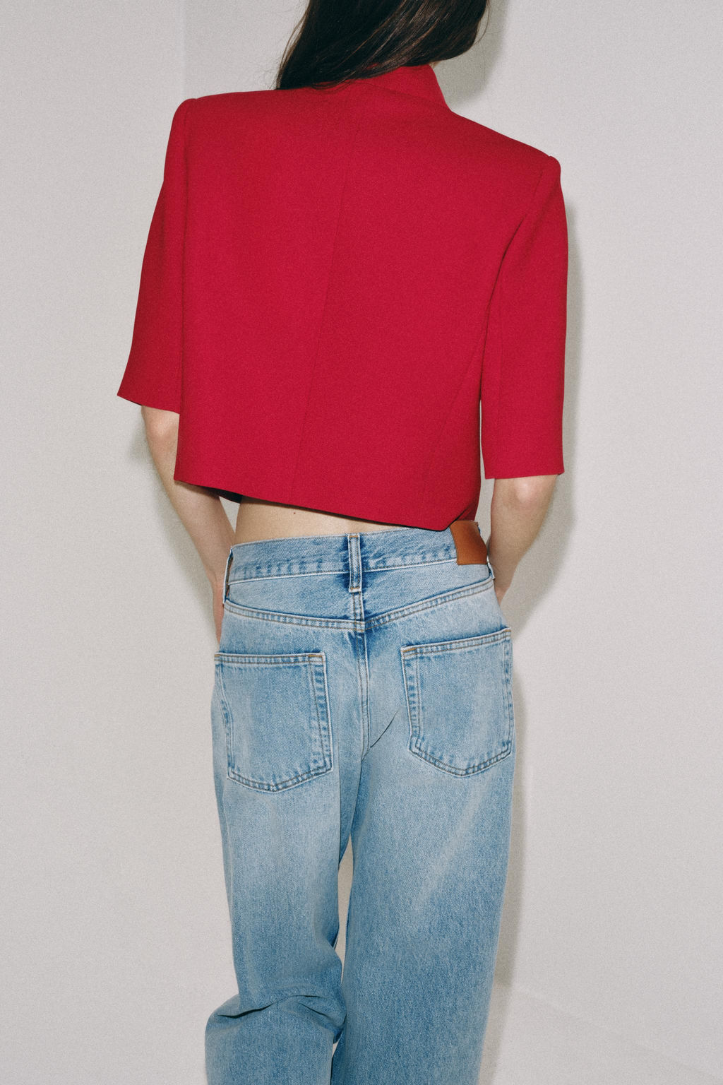 BLAZER CROPPED MANGA CORTA ZW COLLECTION / Rojo - Zara фото 3