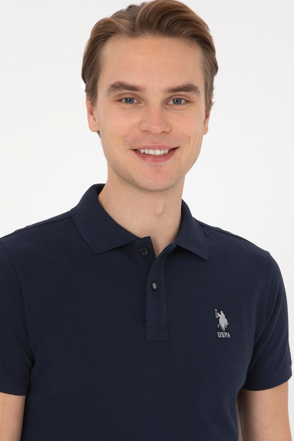 Erkek Lacivert Slim Fit Polo Yaka Basic Ti__rt - U.s. polo assn фото 2