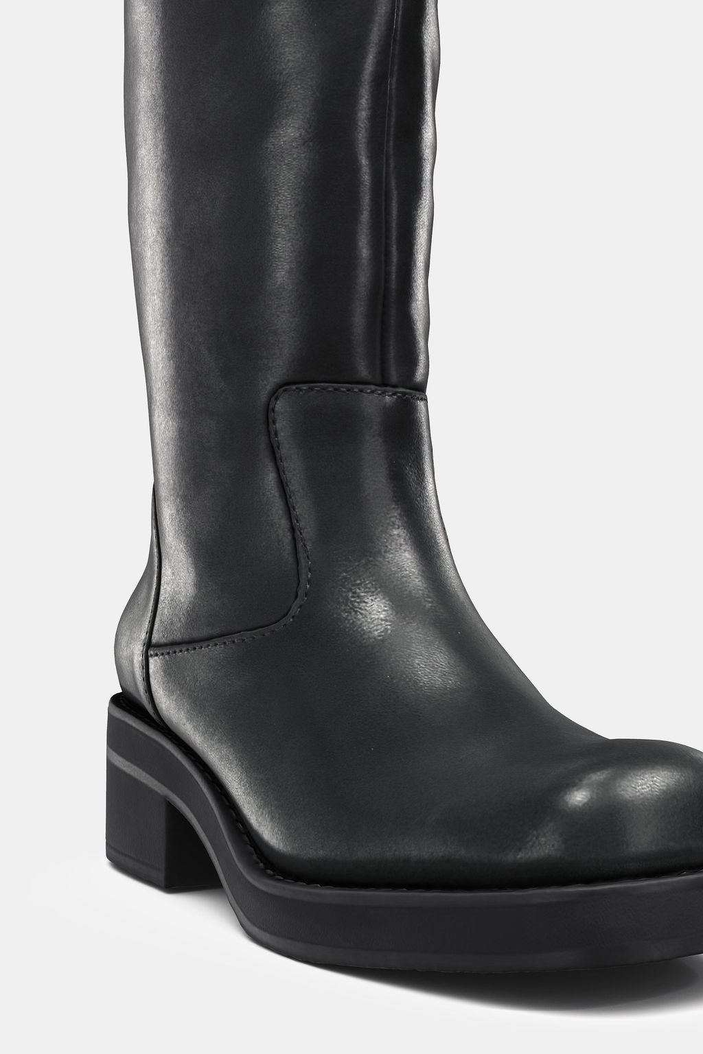 FLAT LEATHER WATER-REPELLENT KNEE-HIGH BOOTS - Zara фото 7