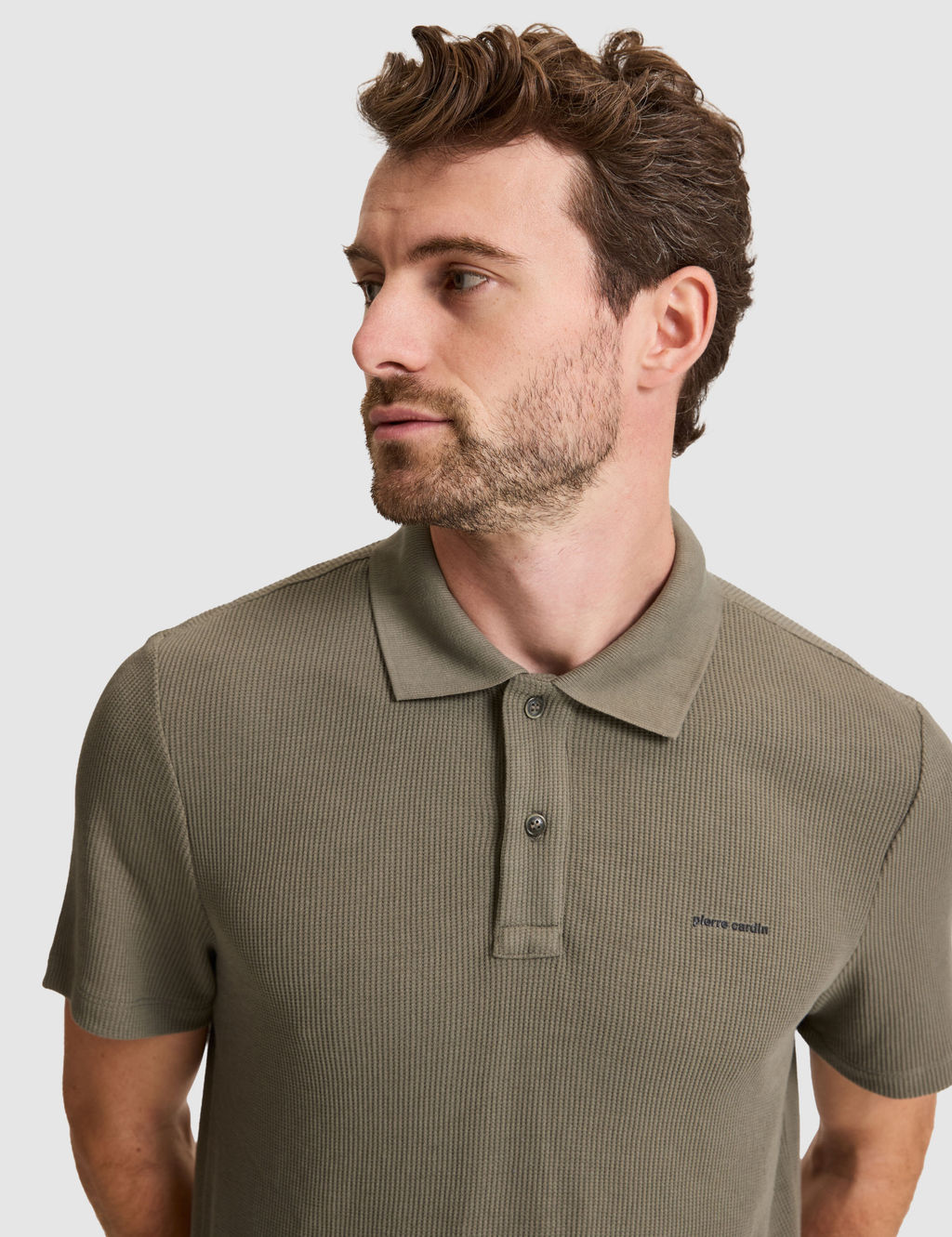 Haki Slim Fit _rme Dokulu Polo Yaka Ti__rt