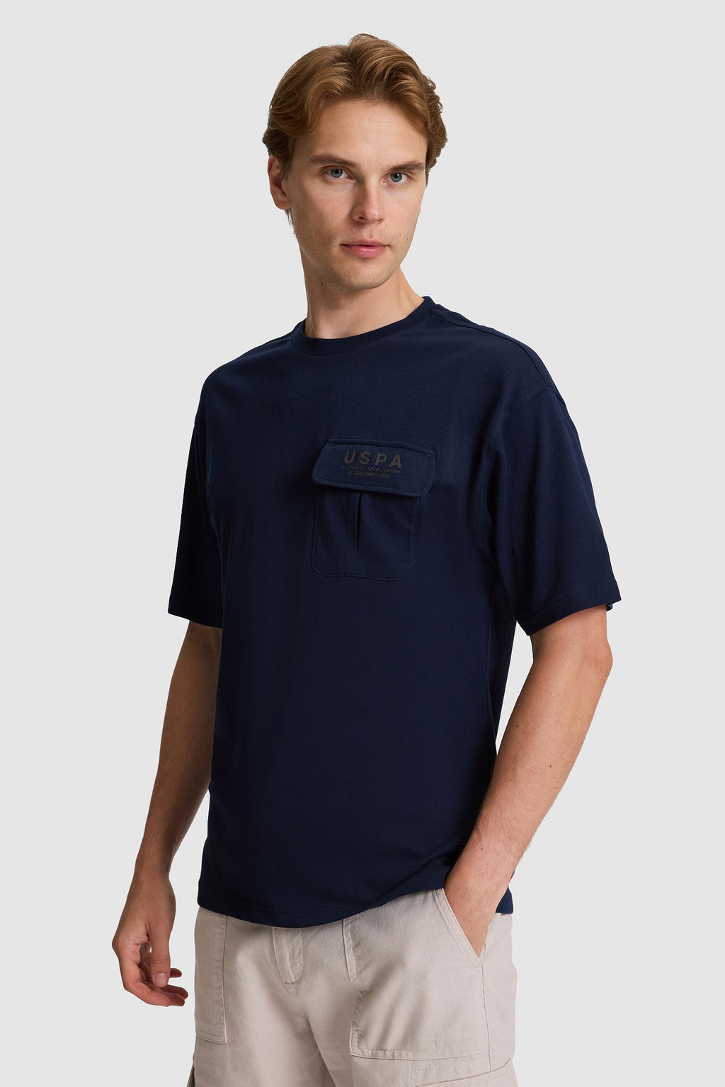 Erkek Lacivert Comfort Fit Bisiklet Yaka Ti__rt