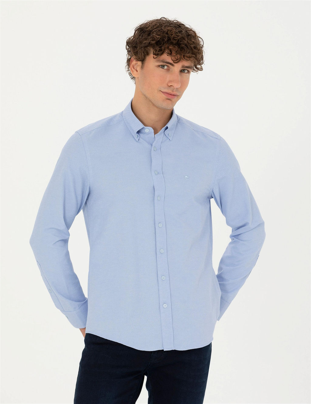 A__k Mavi Slim Fit Uzun Kollu G_mlek - Pierre cardin фото 3