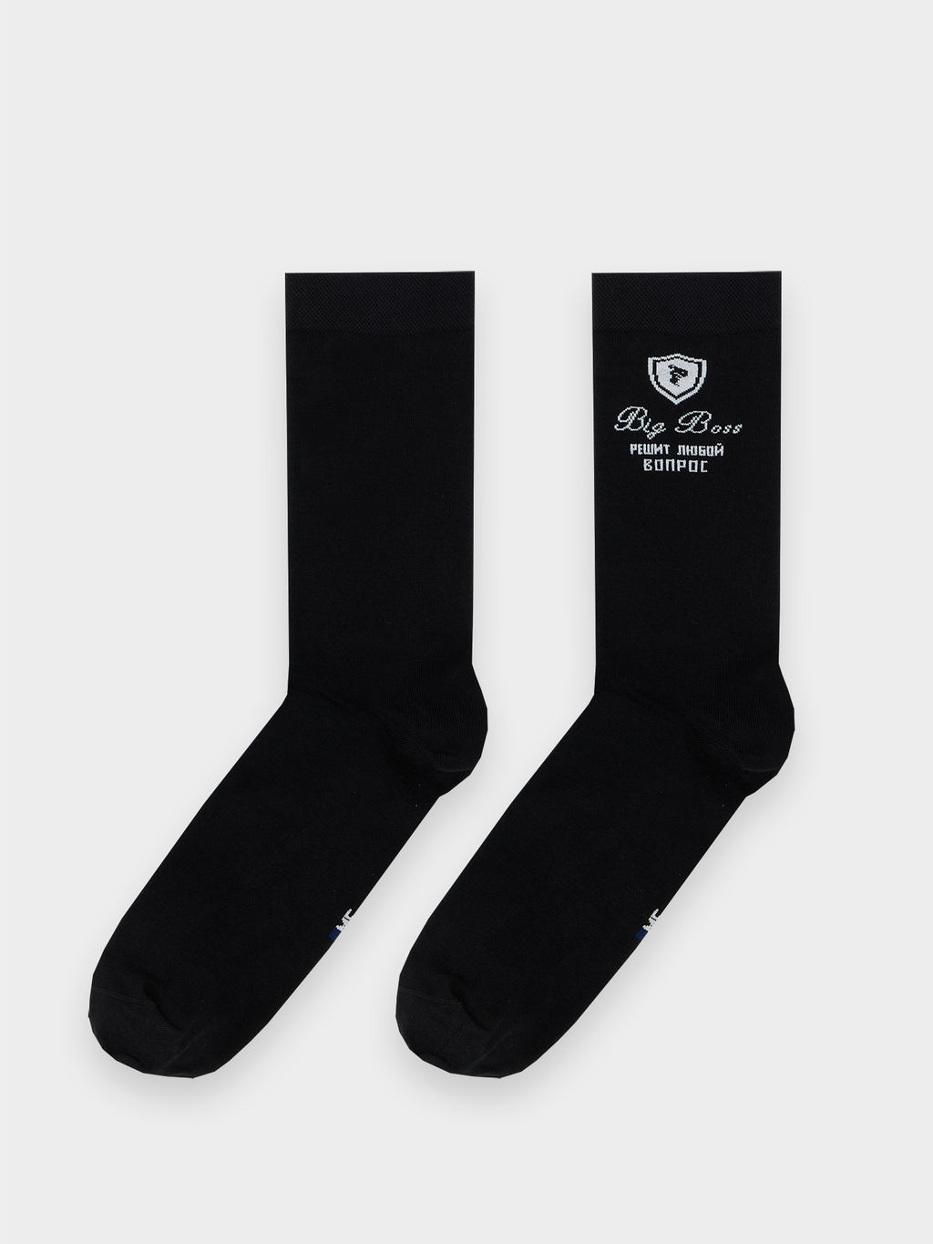 Цена за 5 пар! Носки мужские высокие черные с надписью BIG BOSS, решит любой вопрос черный 017K-3025 - Mark formelle фото 5