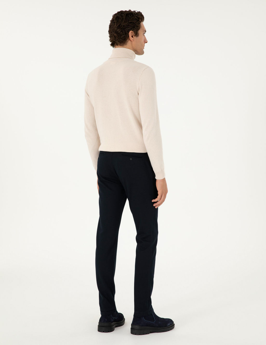 Темно-синие брюки узкого кроя из плотной ткани - Cacharel фото 4