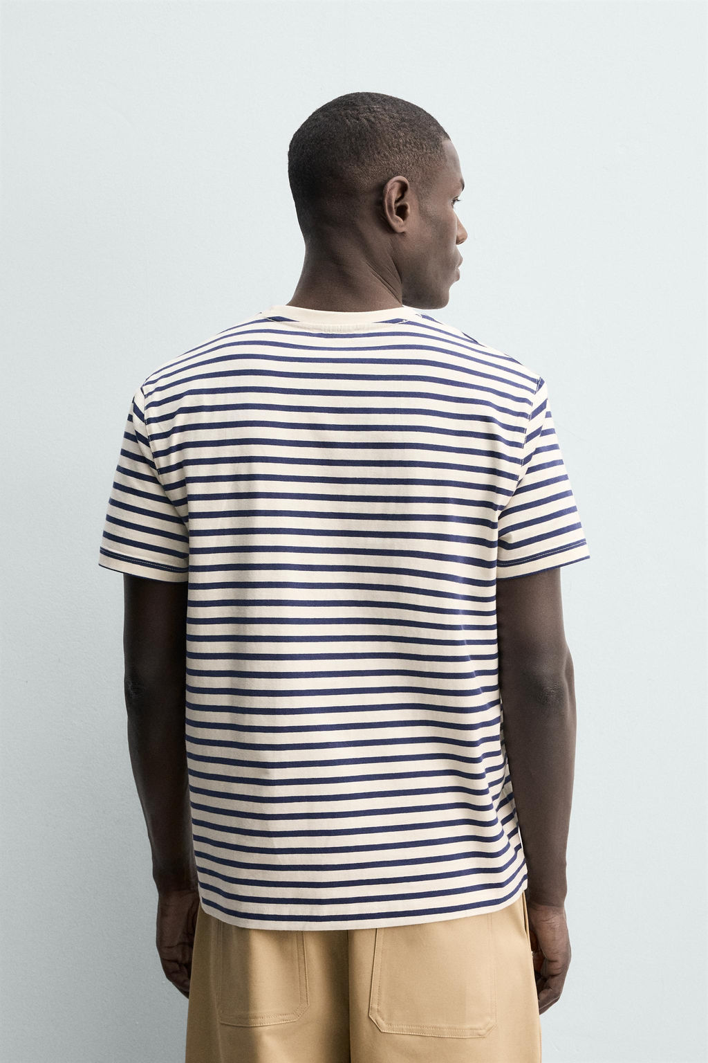 CAMISETA MEDIUM WEIGHT B?SICA /02 / Blanco / Marino - Zara фото 3