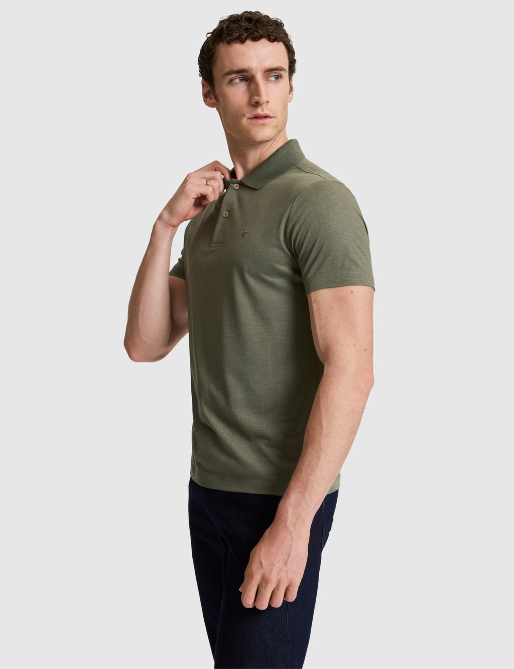 Haki Slim Fit D__meli Polo Yaka Ti__rt