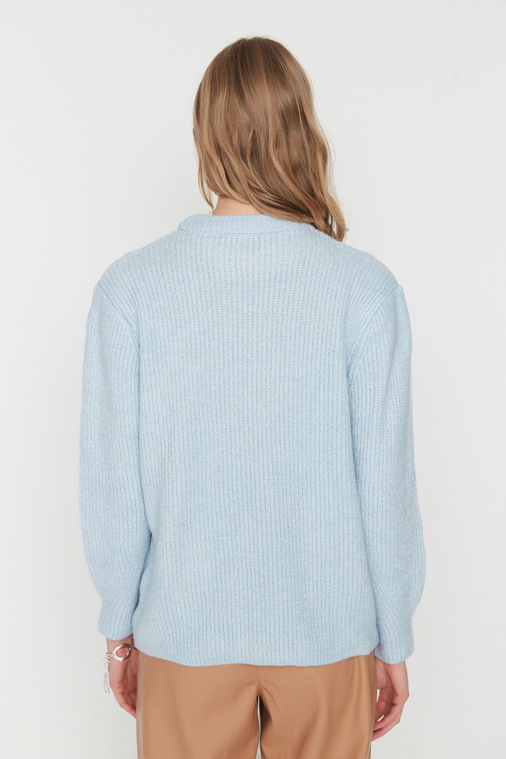 Mavi Genis Kal?p Yumusak Dokulu Basic Triko Kazak TWOAW20FV0142