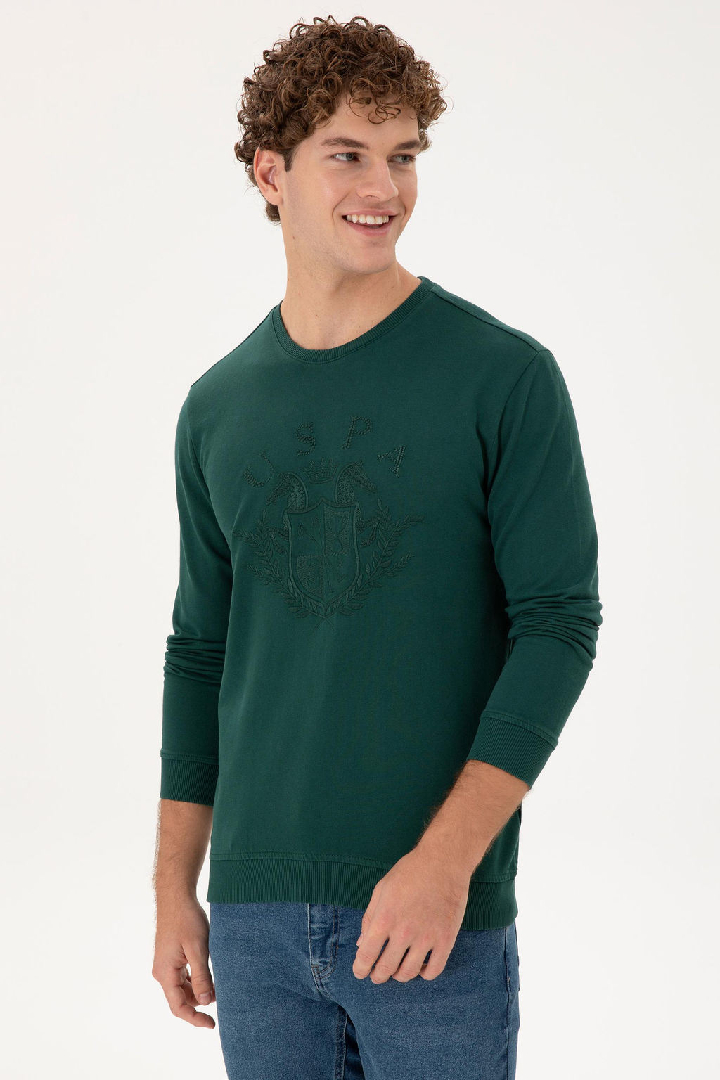 Erkek Koyu Ye_il Sweatshirt