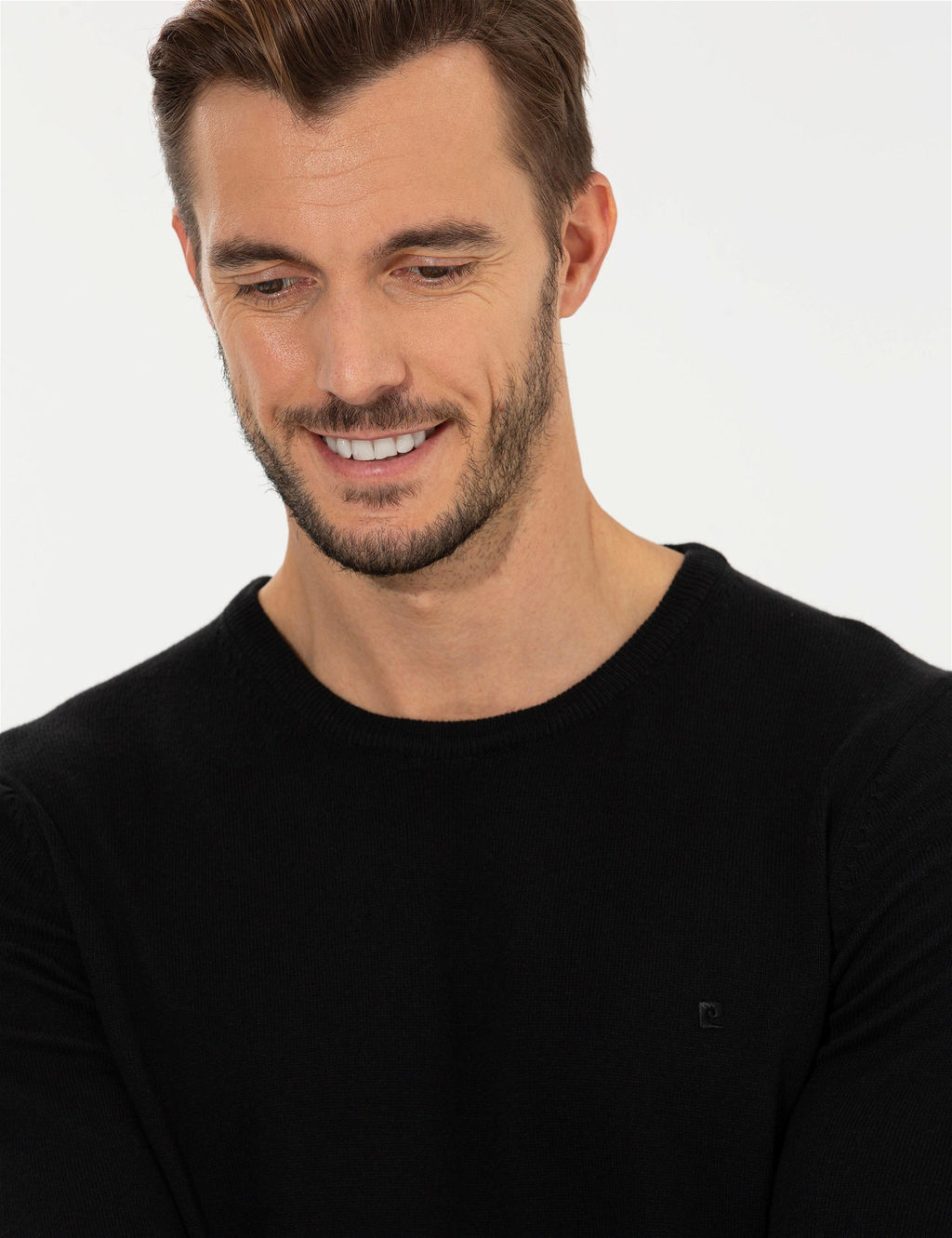 Siyah Slim Fit Bisiklet Yaka Basic Triko Kazak - Pierre cardin фото 3
