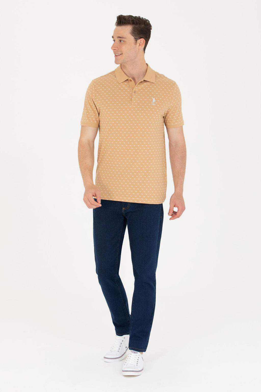 U. S. Polo Assn Мужская футболка светло-коричневого цвета с воротником-поло - U.s. polo assn фото 4