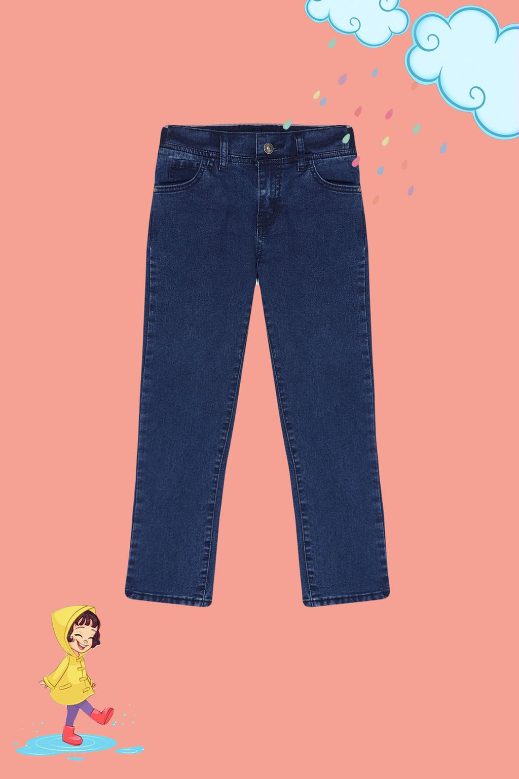 Koyu Mavi K?z Cocuk Esnek Straight Lastikli Denim Pantolon Jean TKDSS24PL00013 - Trendyolmilla фото 3