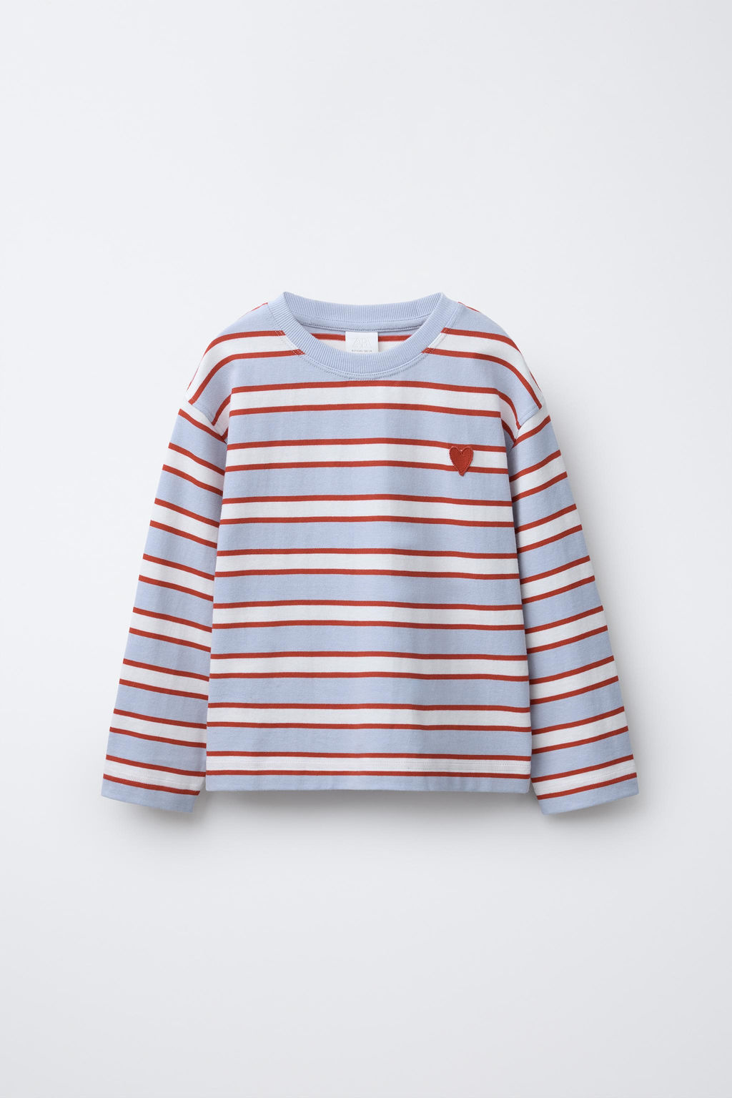 STRIPED T-SHIRT WITH HEART PATCH