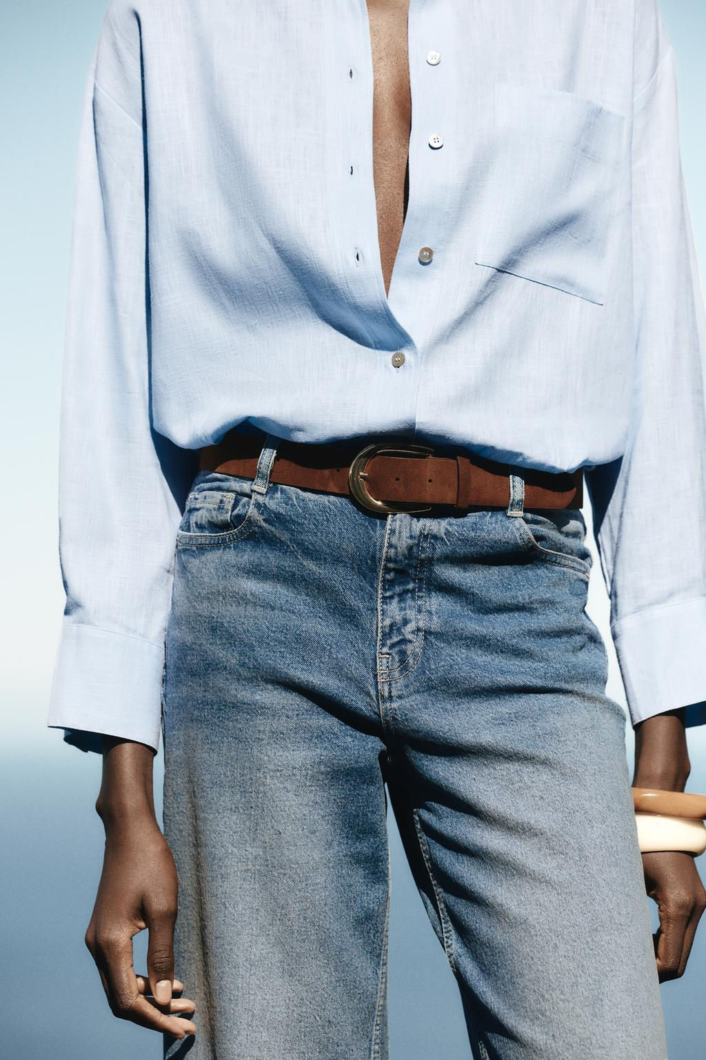 Z1975 HIGH-WAIST CULOTTE JEANS WITH BELT - Zara фото 13
