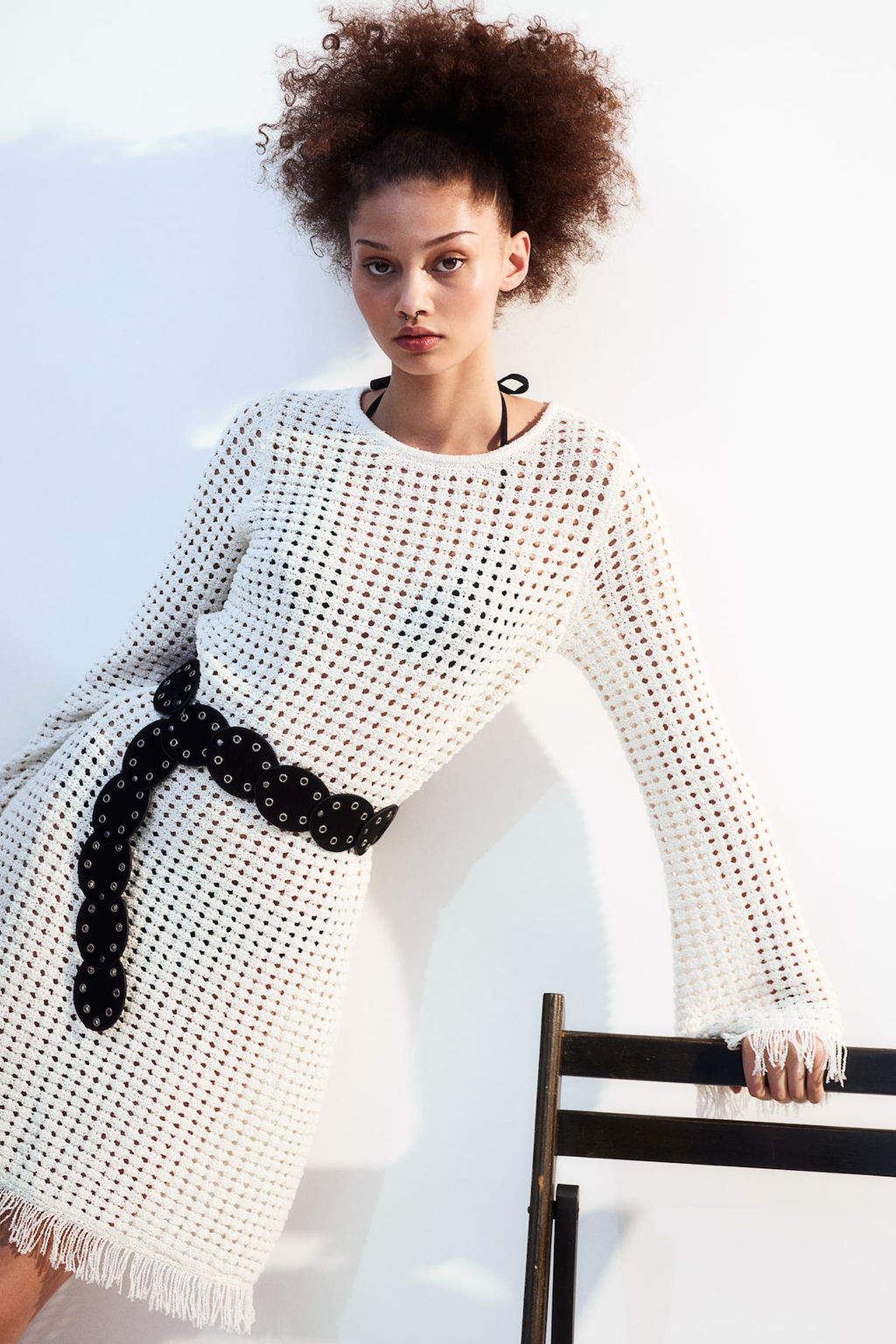 Vestido en punto calado con flecos - H&m фото 2