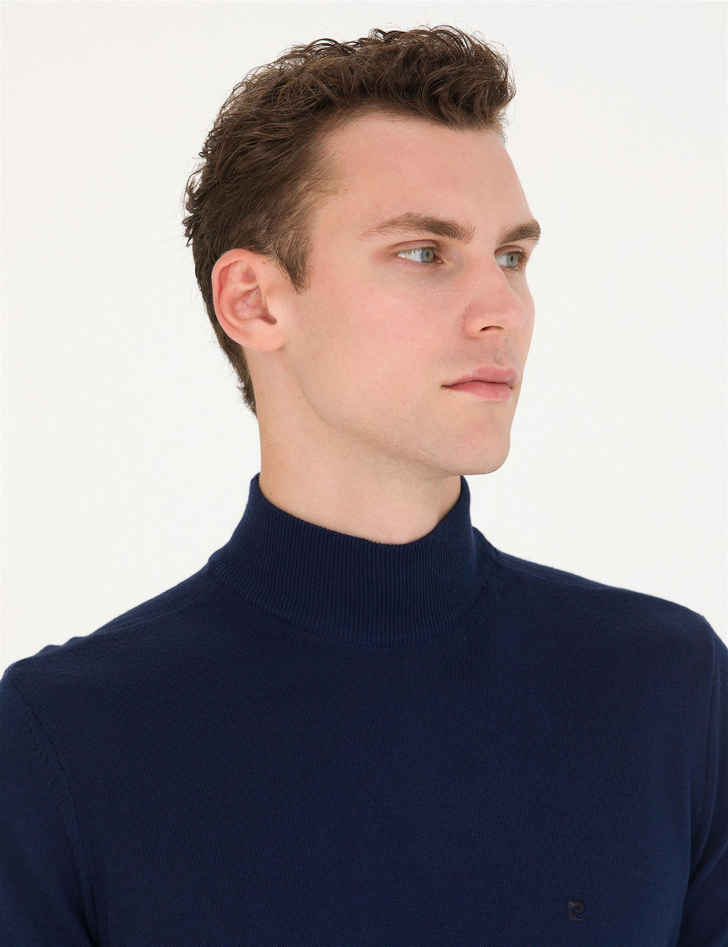 A__k Lacivert Slim Fit Yar_m Bal_k__ Yaka Basic Triko Kazak - Pierre cardin фото 3