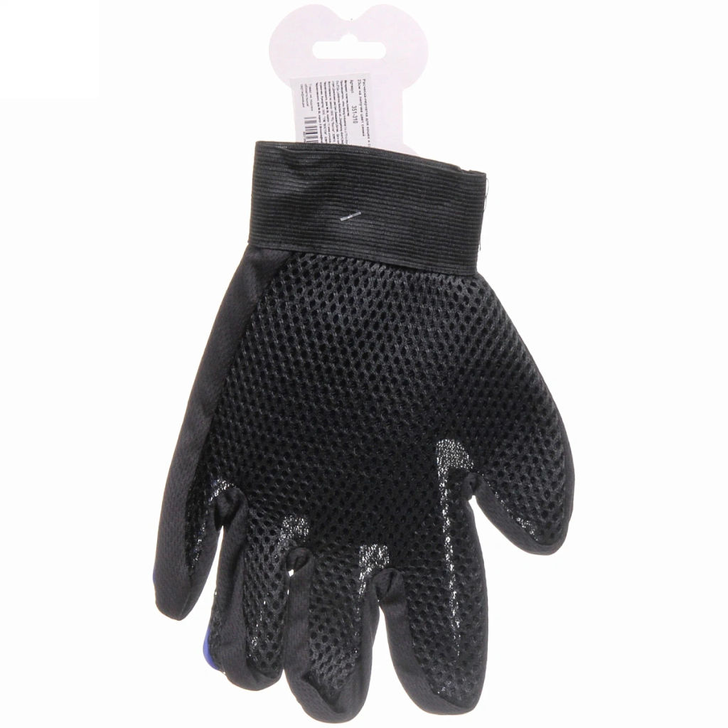 Цена за 3 шт. Расческа - перчатка для собак и кошек "ЛАПКИ и ЦАРАПКИ", на липучке, цвет синий, 22см (подвес)