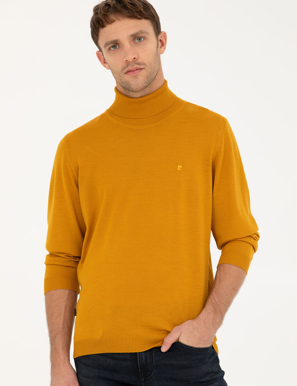 Safran Slim Fit Bal_k__ Yaka Y_n Kar___ml_ Basic Triko Kazak - Pierre cardin фото 3