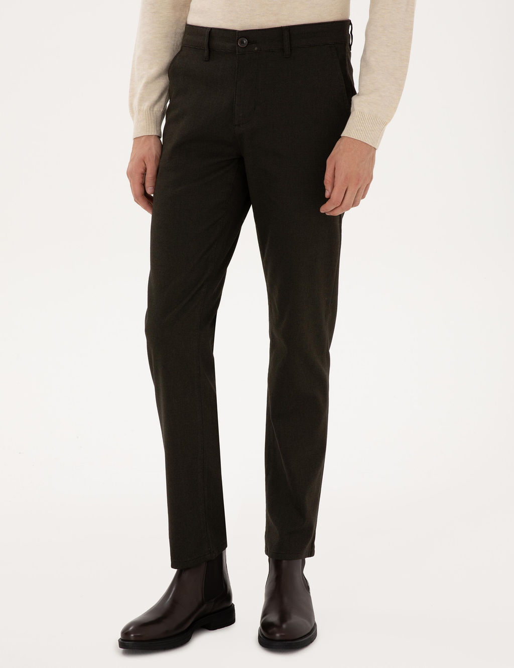 Koyu Haki Regular Fit Kanvas Pantolon