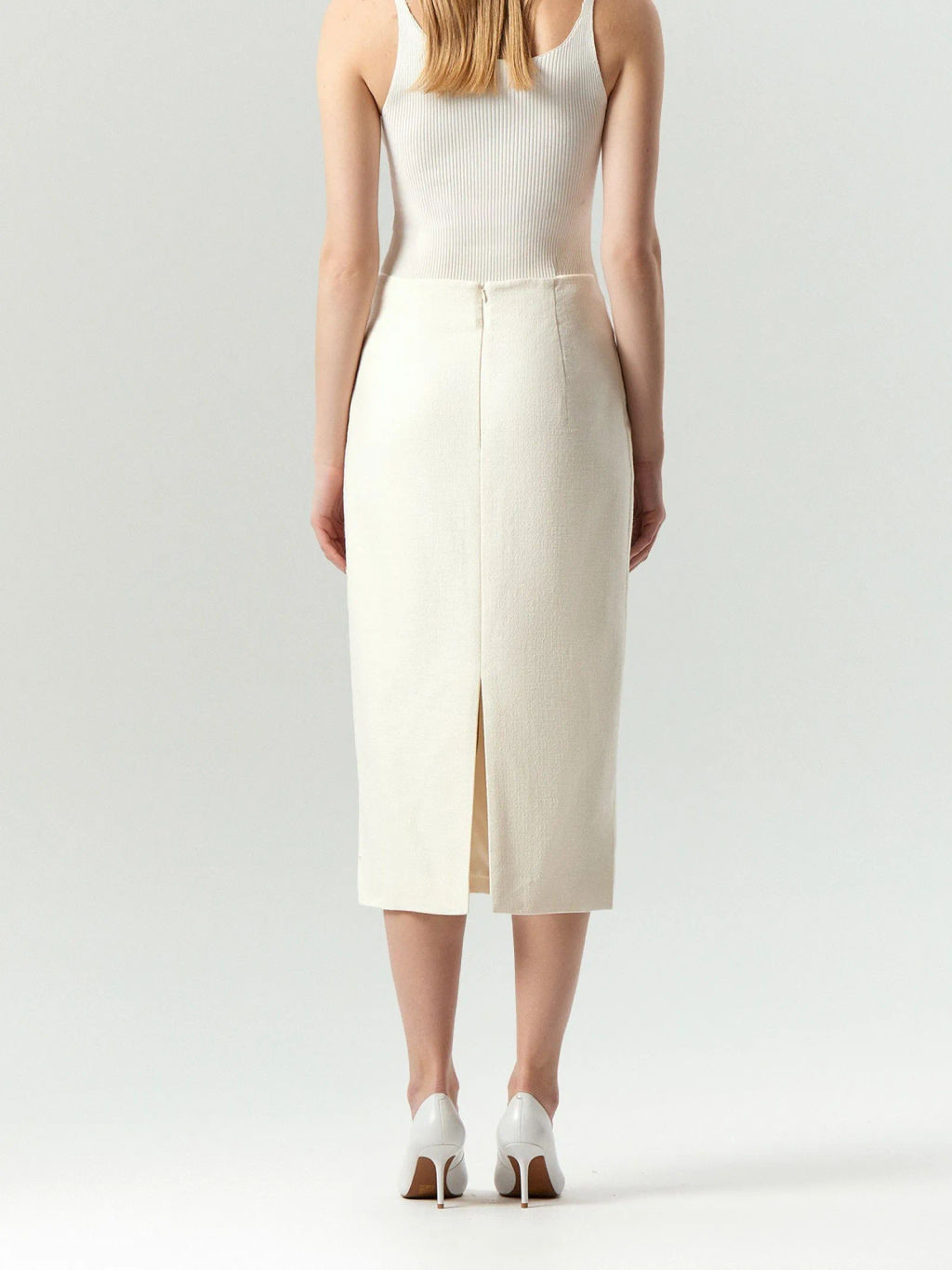 Юбка-карандаш Emka S947/hiller из твида молочный  фото 5