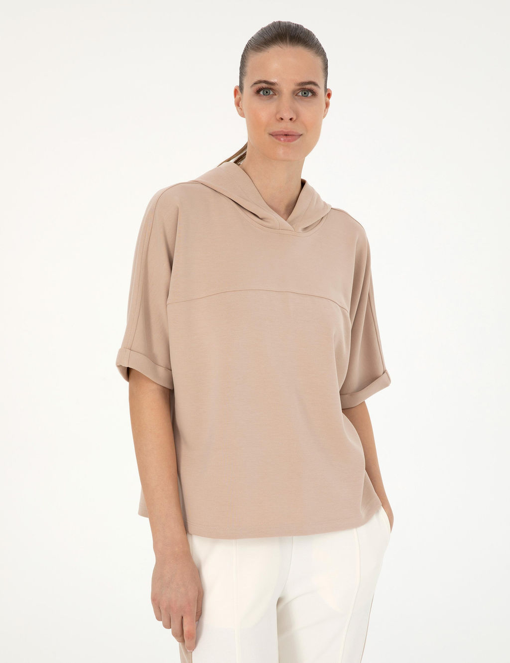 Bej Regular Fit Modal Kuma_ Sweatshirt