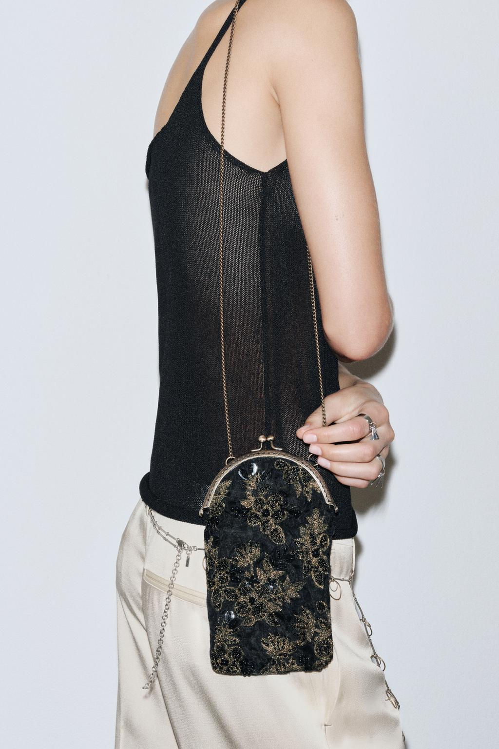 EMBROIDERED FLORAL BEADED BAG - Zara фото 2