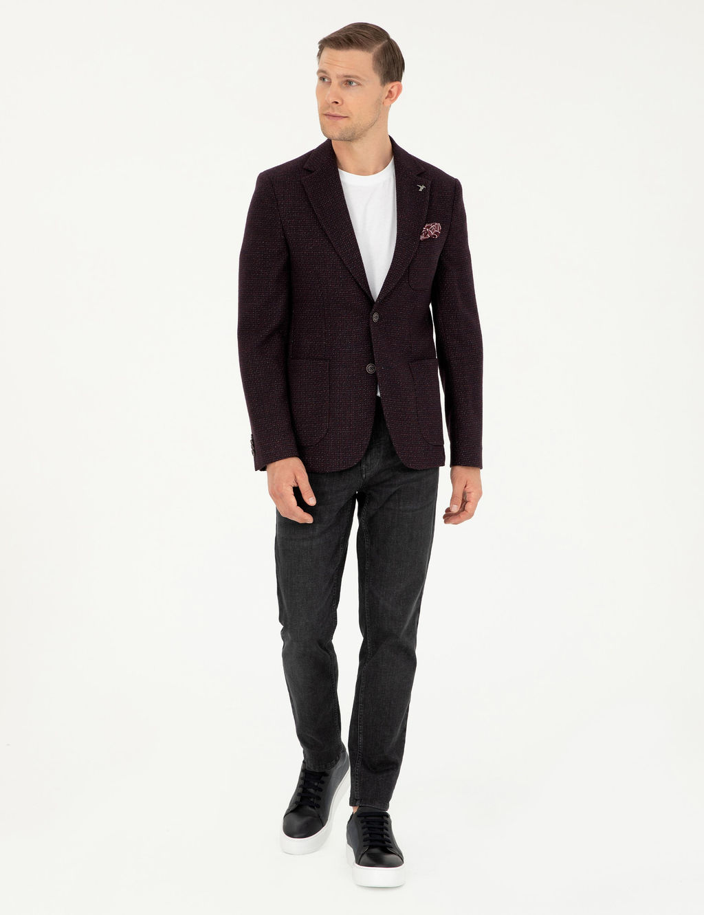 Бордово-красная приталенная куртка из смесовой шерсти - Cacharel фото 5