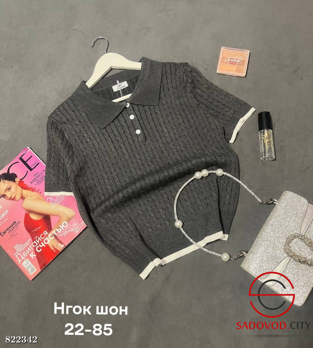 Футболка женская поло на пуговицах