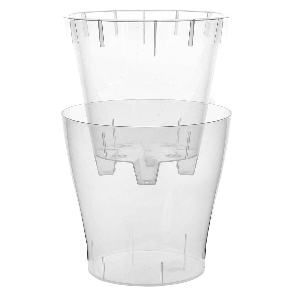 Горшок для орхидеи пластмассовый Лея 2,2л, д16,2см, h16см, с автополивом, прозрачный (Россия) - Домашняя Мода фото 2